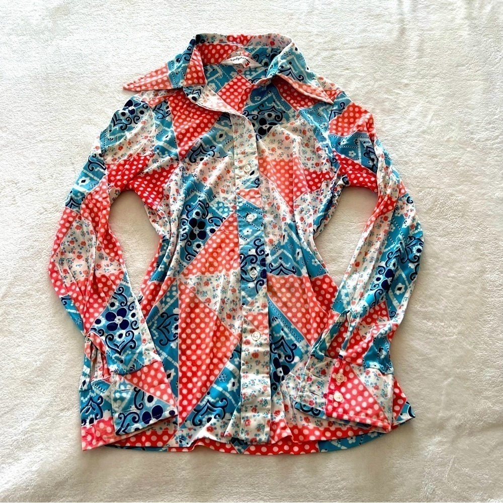 Vintage 1970s Lady Arrow Paisley Print Blouse